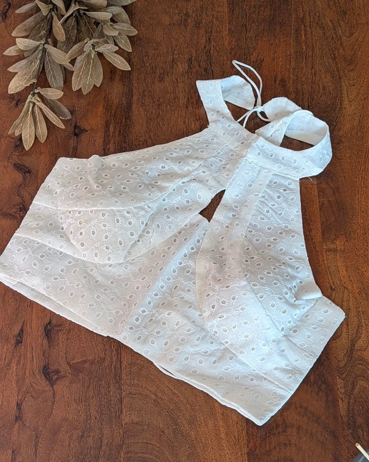 White Hakoba Cotton Blouse - Readymade Saree Blouse