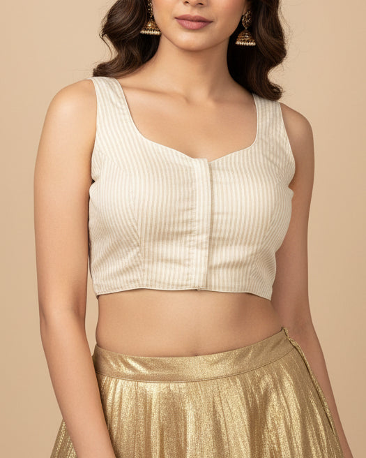 Off White 2-Piece Jacket Blouse - Readymade Saree Blouse