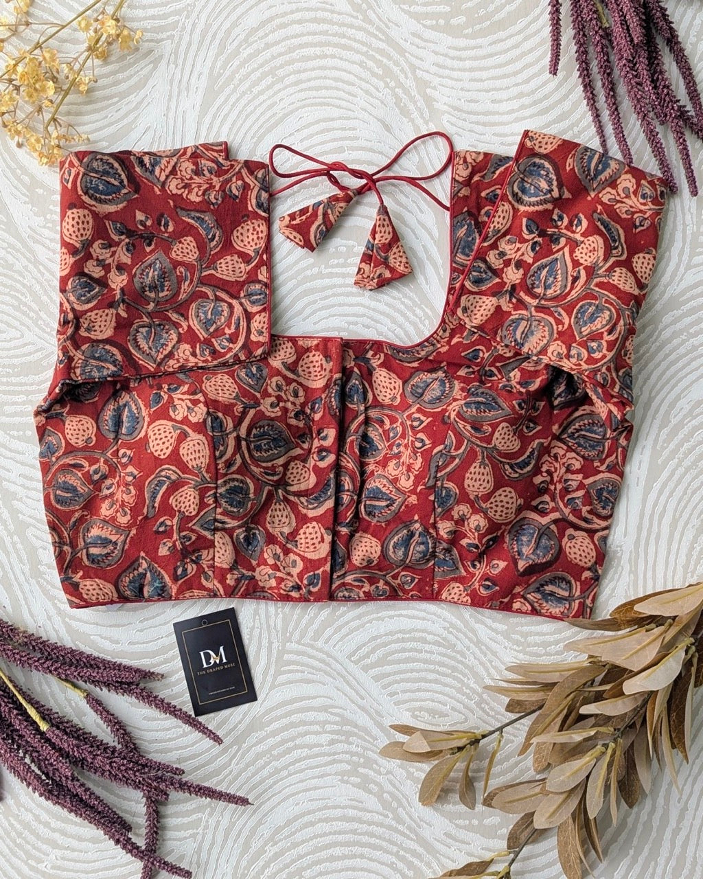 Red Kalamkari Blouse for Office and Casual Wear - Readymade Saree Blouse