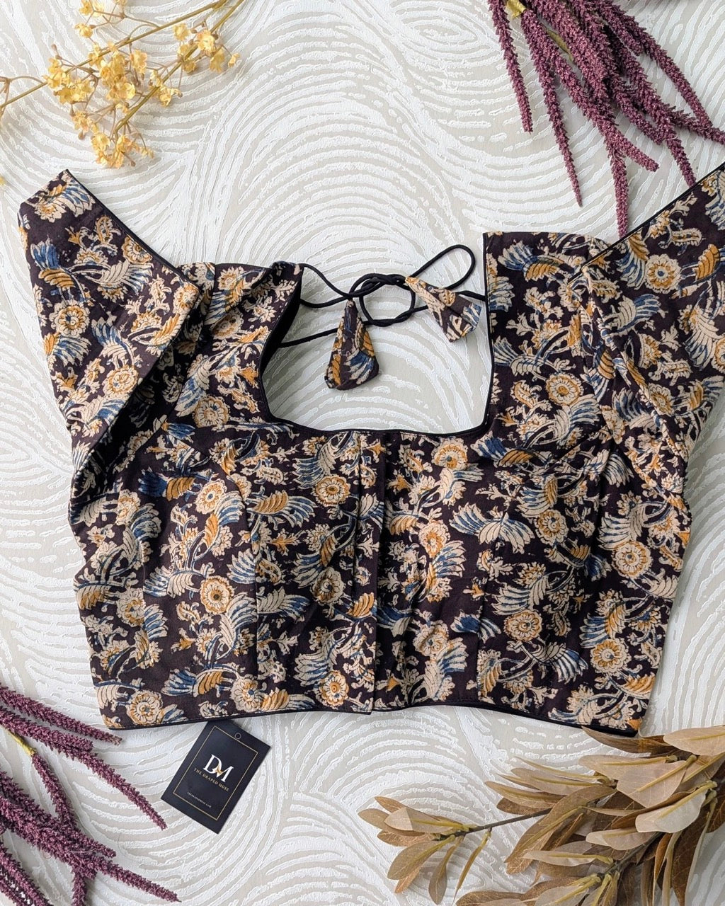 Black Kalamkari Blouse for Office and Casual Wear - Readymade Saree Blouse