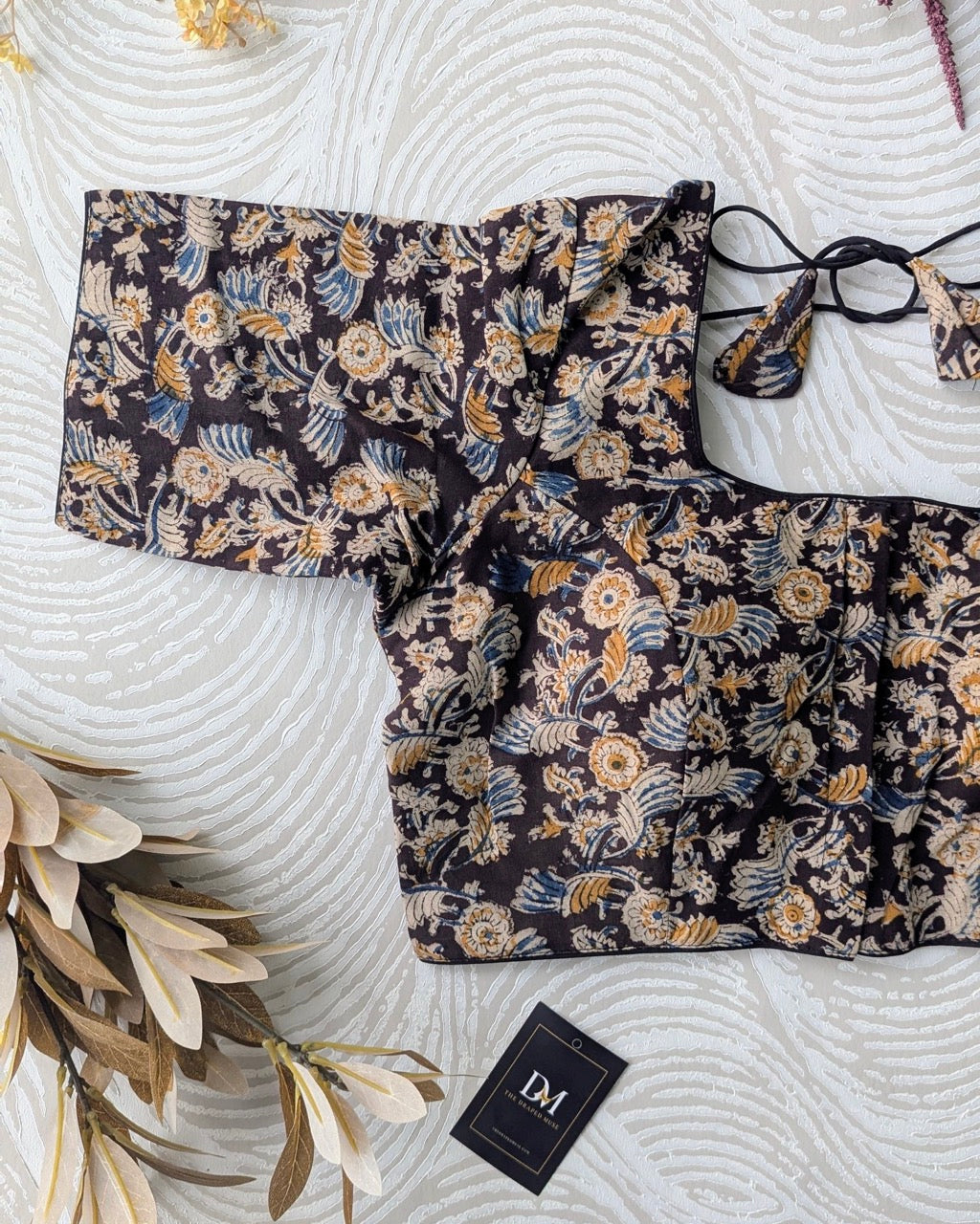 Black Kalamkari Blouse for Office and Casual Wear - Readymade Saree Blouse