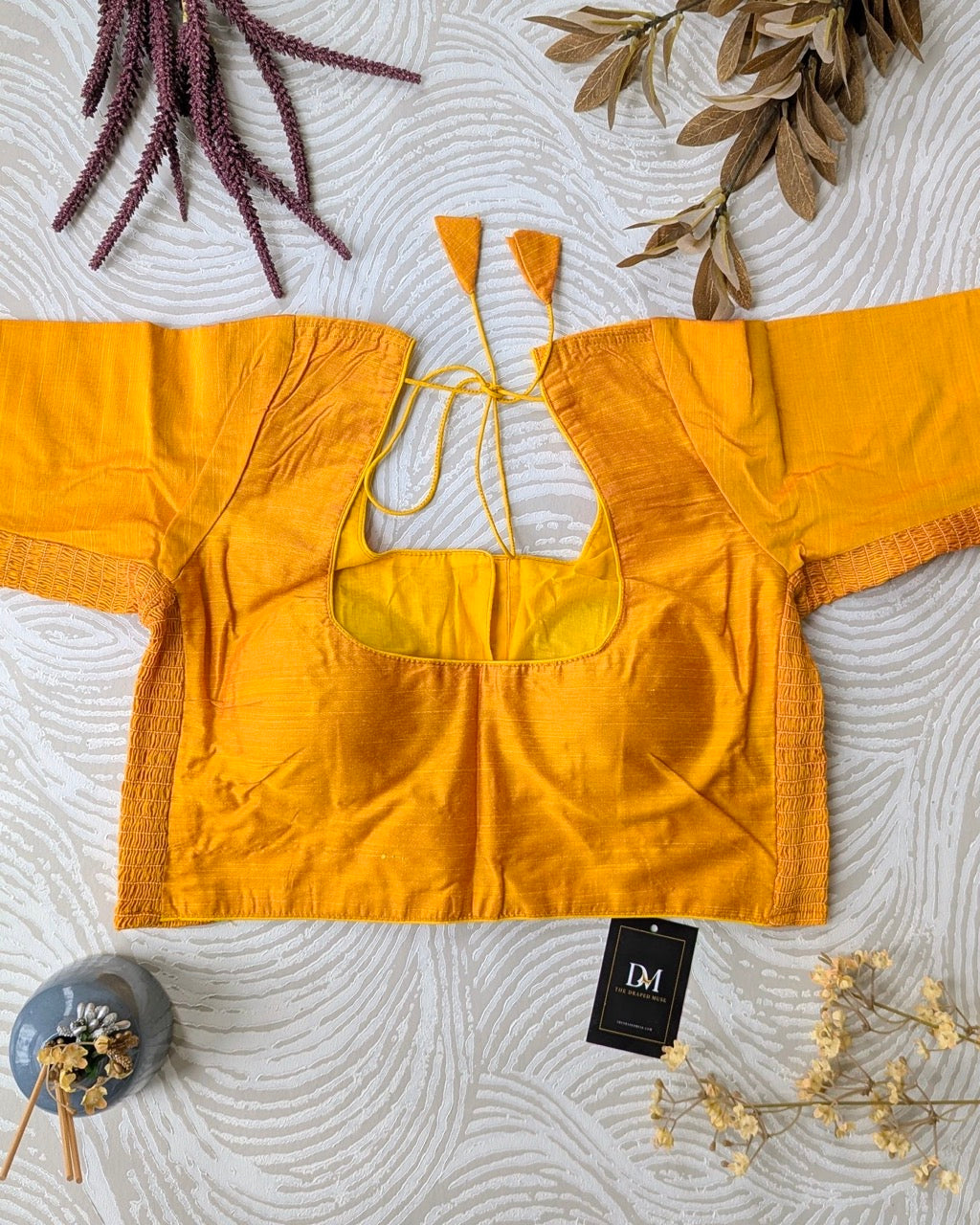 Yellow Raw Silk Stretchable Blouse - Readymade Saree Blouse