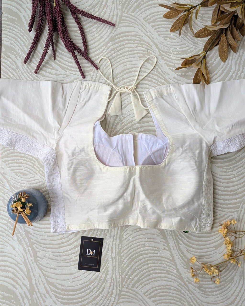 White Raw Silk Stretchable Blouse - Readymade Saree Blouse