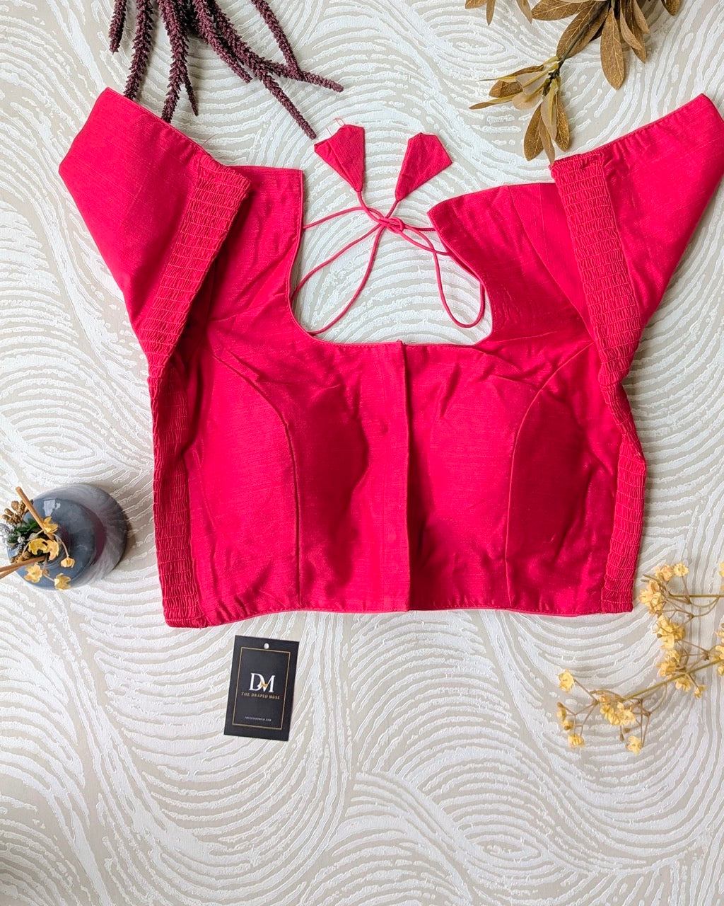 Pink Raw Silk Stretchable Blouse - Readymade Saree Blouse