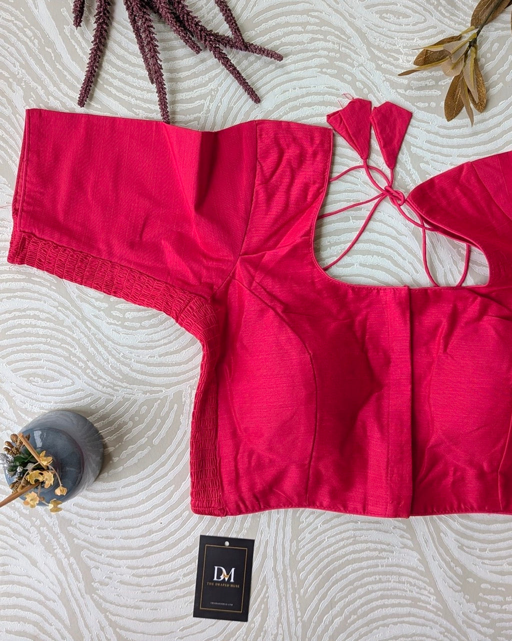 Pink Raw Silk Stretchable Blouse - Readymade Saree Blouse