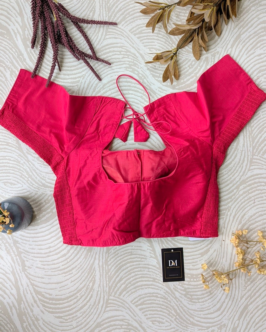 Pink Raw Silk Stretchable Blouse - Readymade Saree Blouse