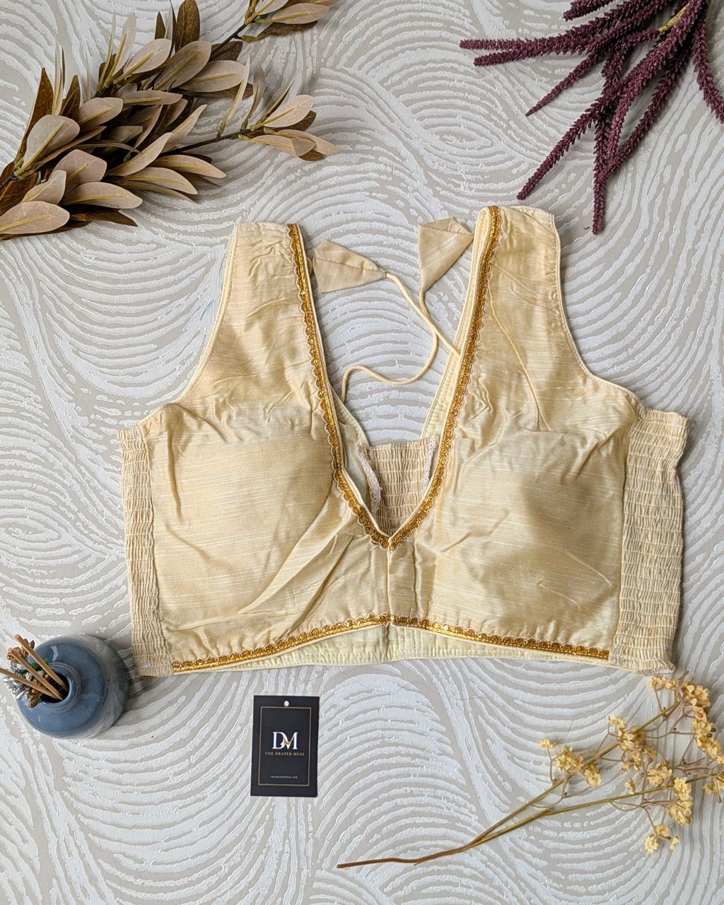 Off White Raw Silk Stretchable Blouse - Readymade Saree Blouse