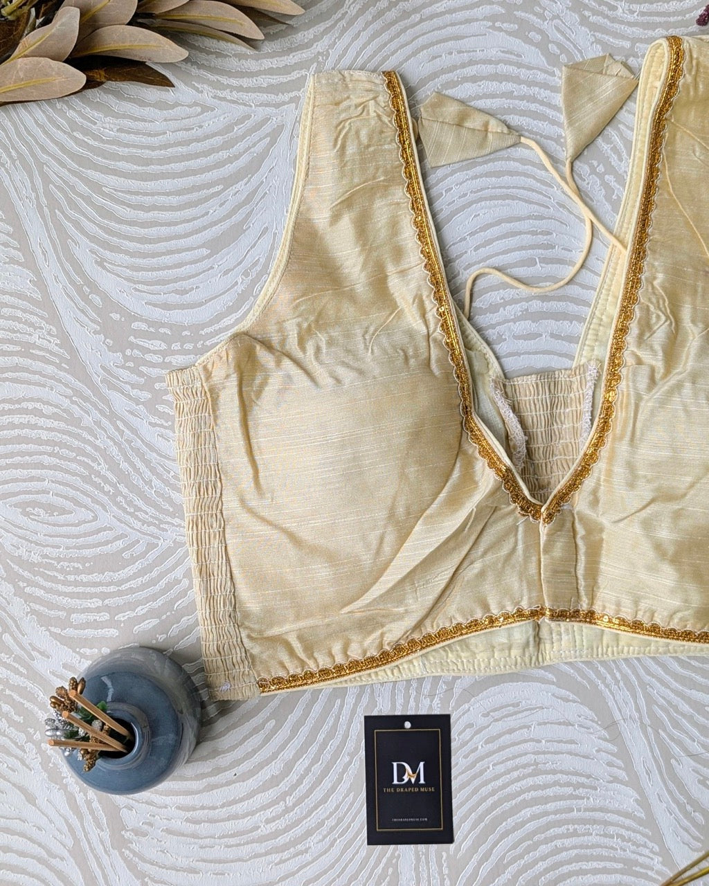 Off White Raw Silk Stretchable Blouse - Readymade Saree Blouse