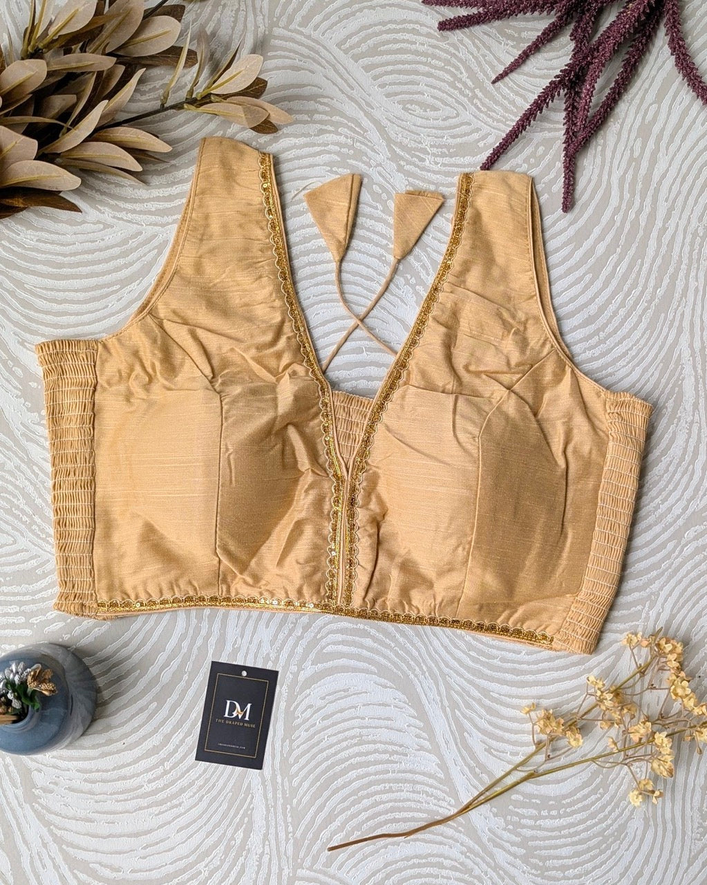 Gold Raw Silk Stretchable Blouse - Readymade Saree Blouse