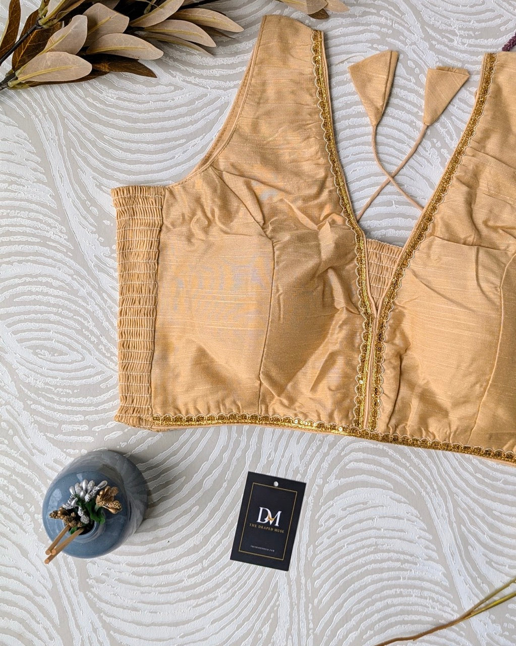 Gold Raw Silk Stretchable Blouse - Readymade Saree Blouse