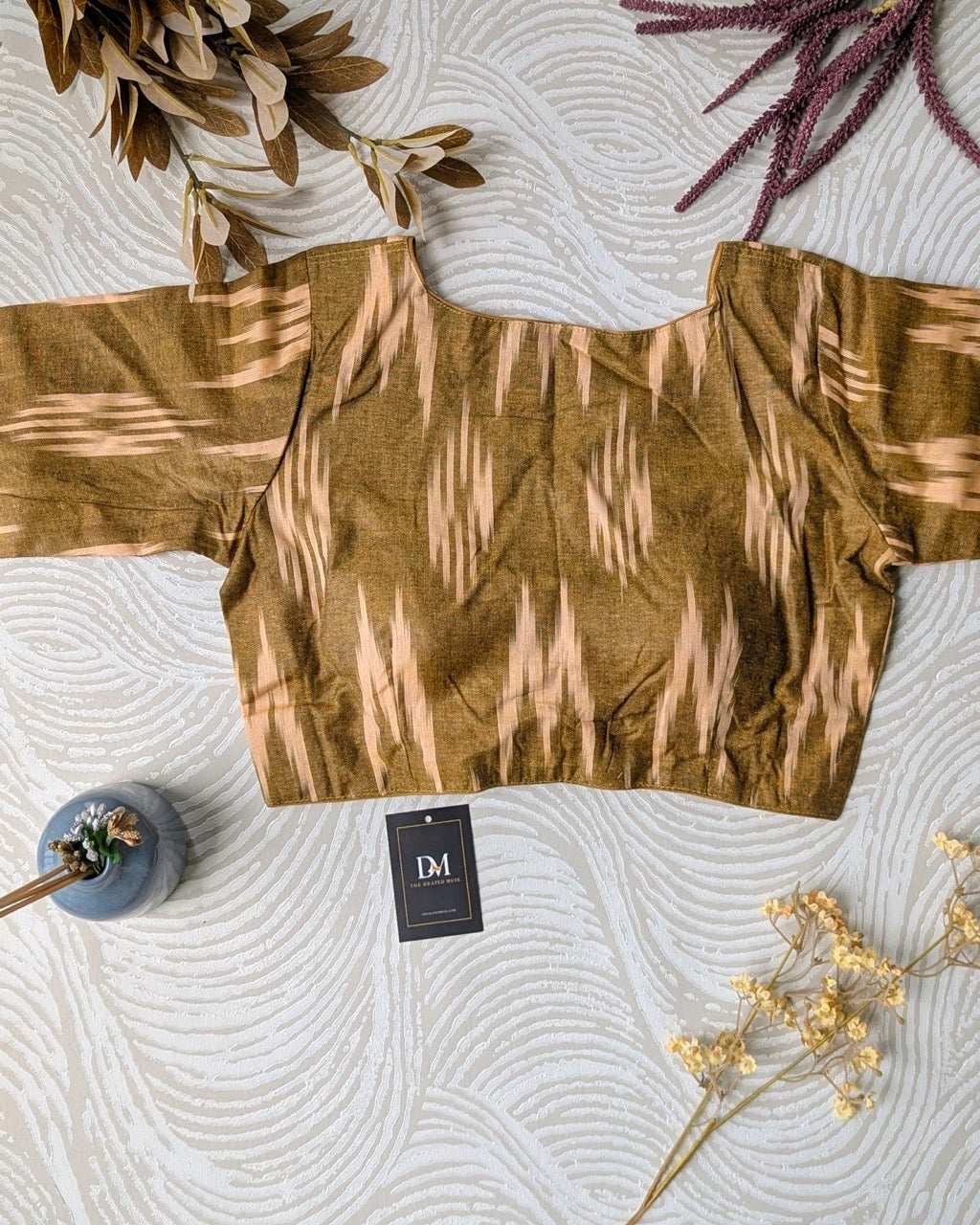 Gold Ikkat Cotton Blouse - Readymade Saree Blouse