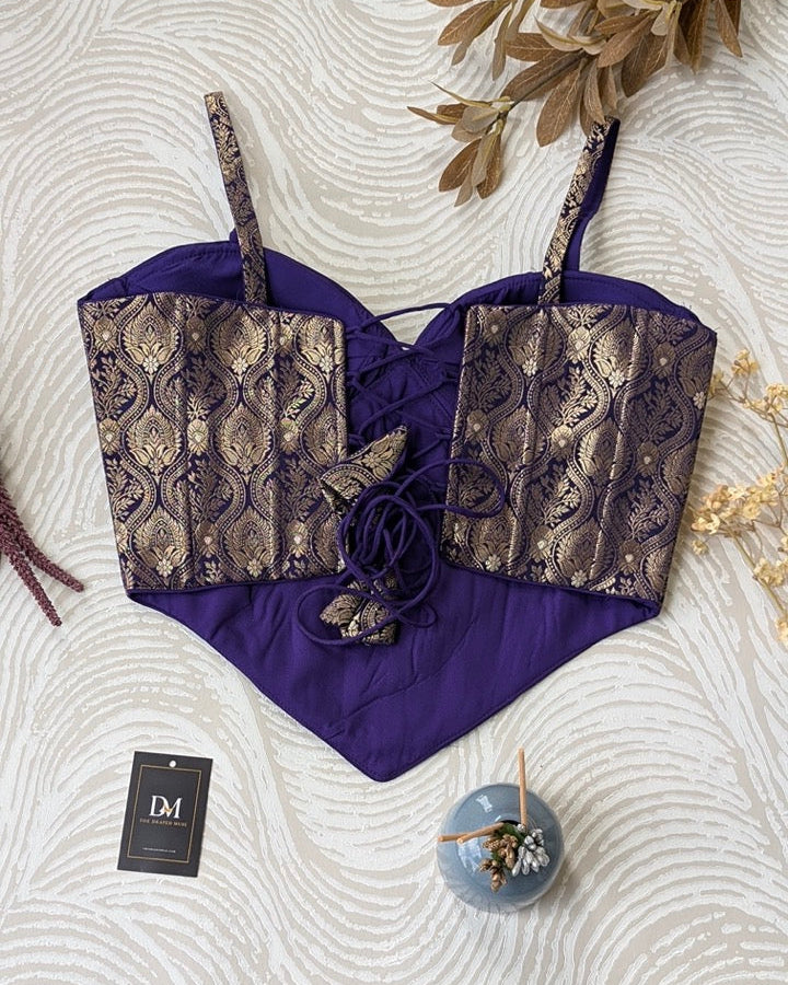 Brocade Silk Corset Purple