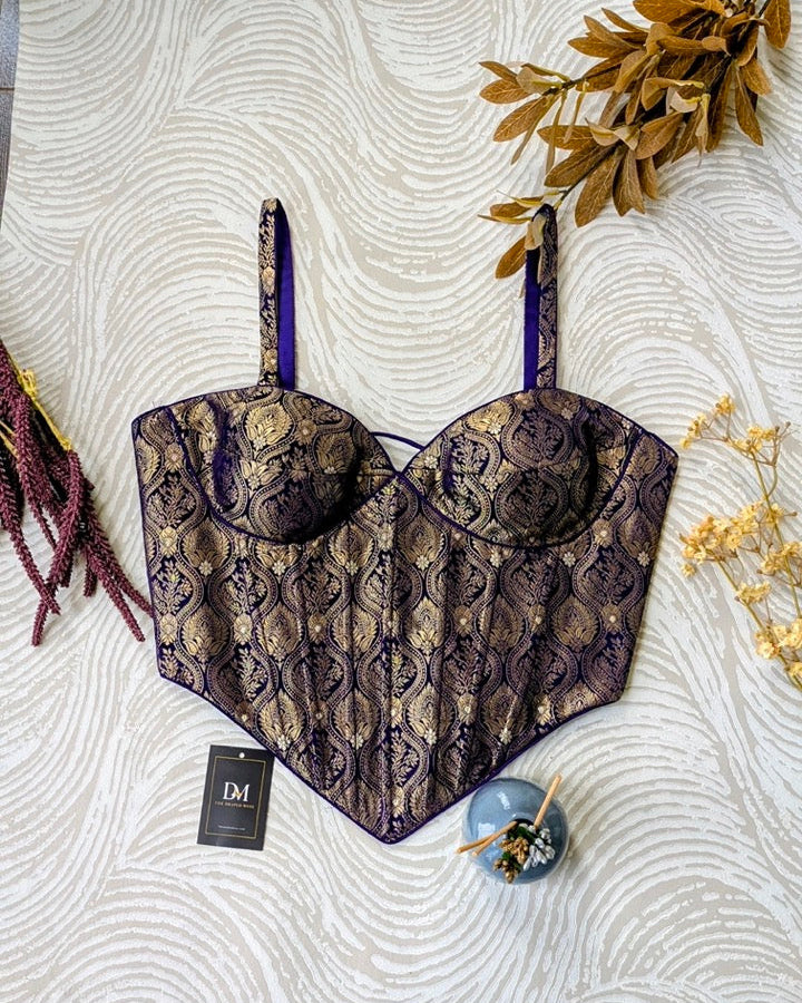 Brocade Silk Corset Purple