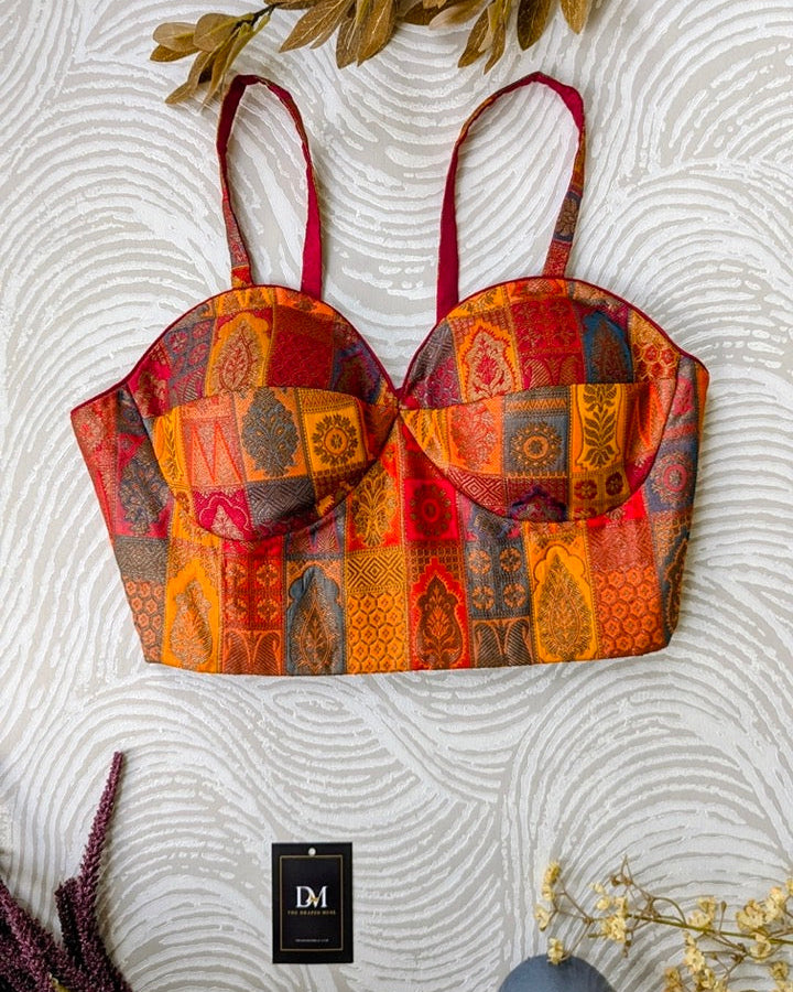 Banarasi Silk Corset Red