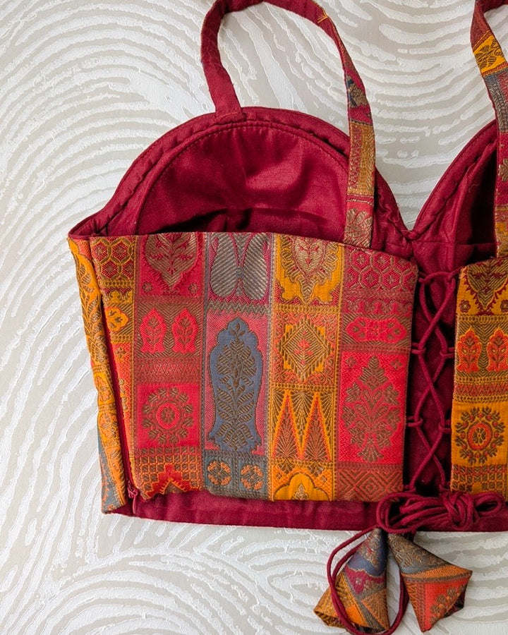 Banarasi Silk Corset Red