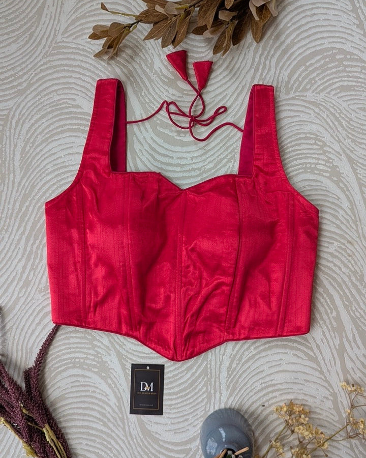 Raw Silk Silk Corset Pink