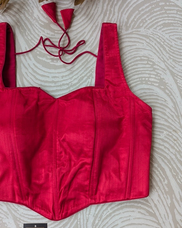 Raw Silk Silk Corset Pink
