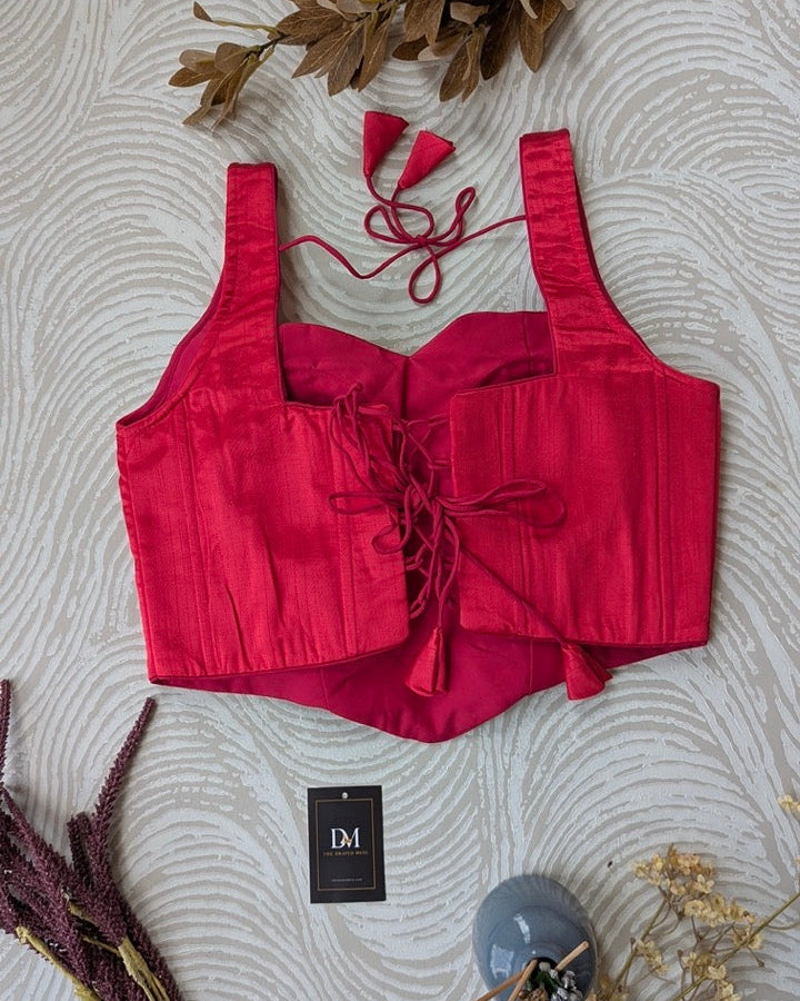 Raw Silk Silk Corset Pink