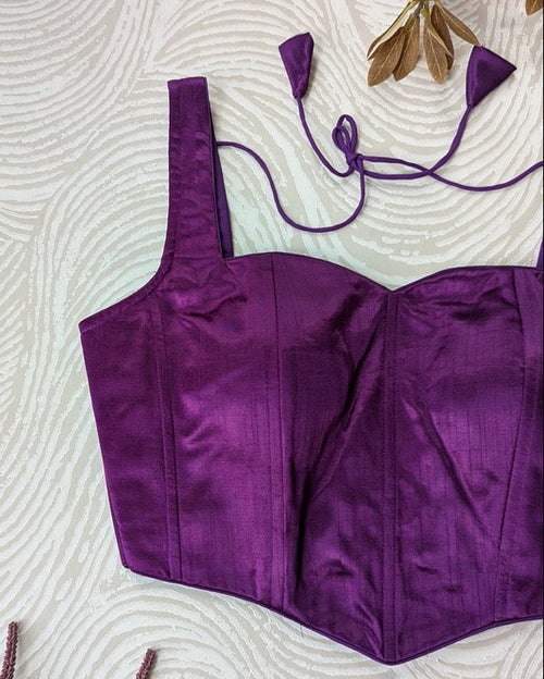 Raw Silk Silk Corset Purple