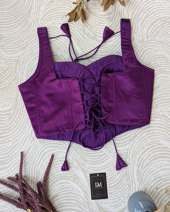 Raw Silk Silk Corset Purple