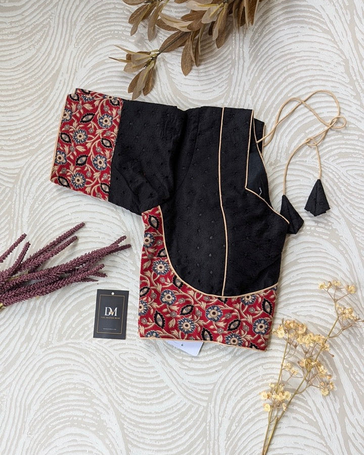 Black & Red Hakoba Blouse for Office and Casual Wear