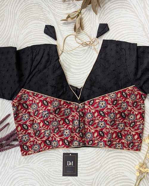 Black & Red Hakoba Blouse for Office and Casual Wear