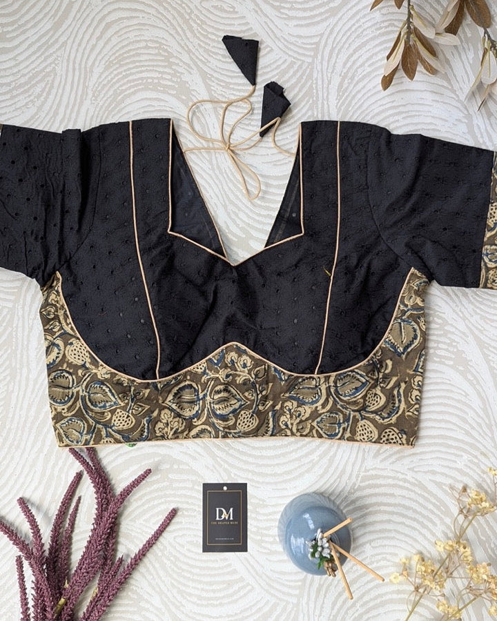 Black & Green Hakoba Blouse for Office and Casual Wear