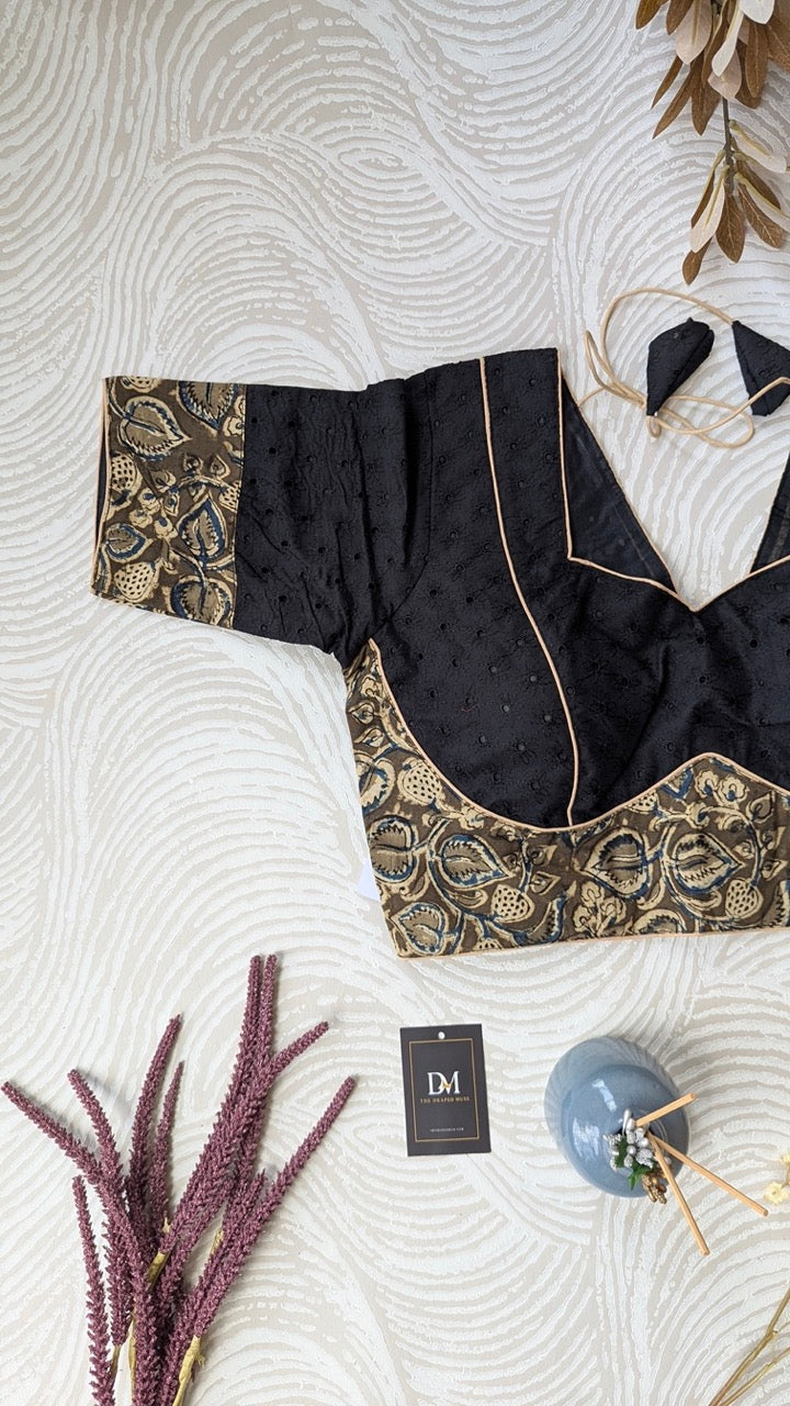 Black & Green Hakoba Blouse for Office and Casual Wear