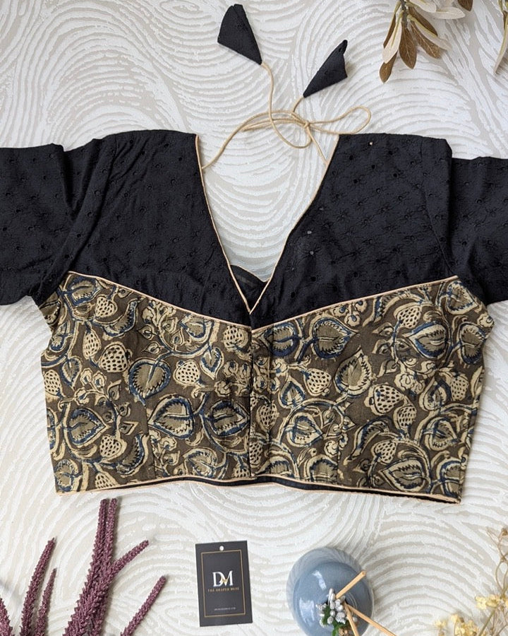Black & Green Hakoba Blouse for Office and Casual Wear