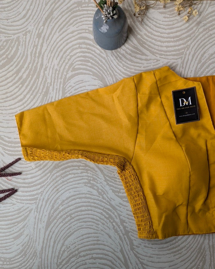 Yellow Plain Cotton Stretchable Blouse