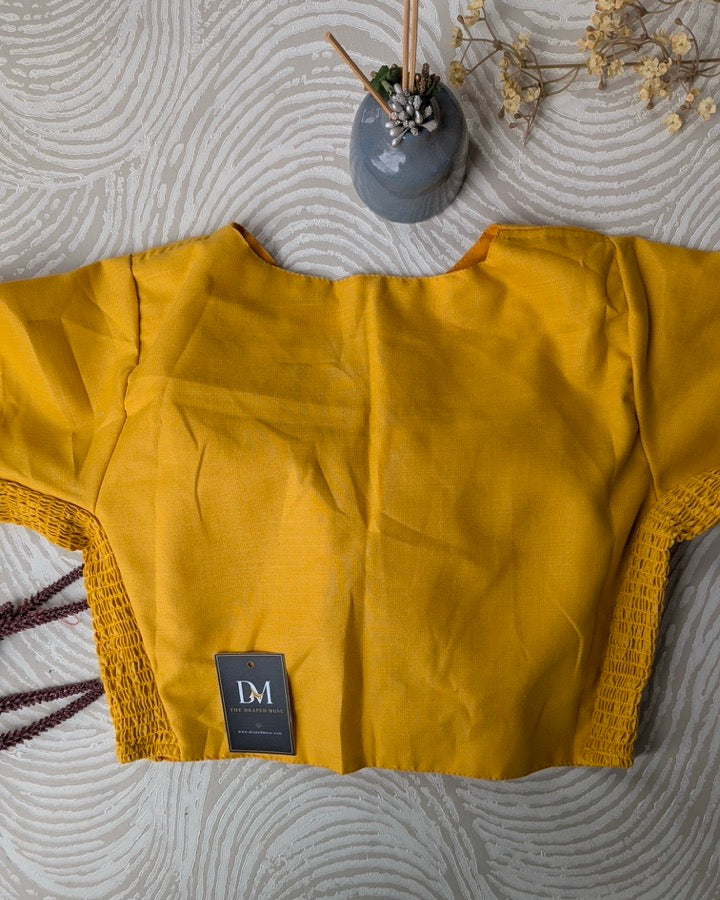 Yellow Plain Cotton Stretchable Blouse