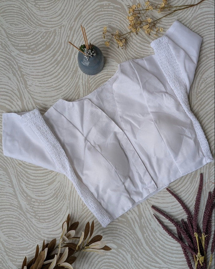 White Plain Cotton Stretchable Blouse