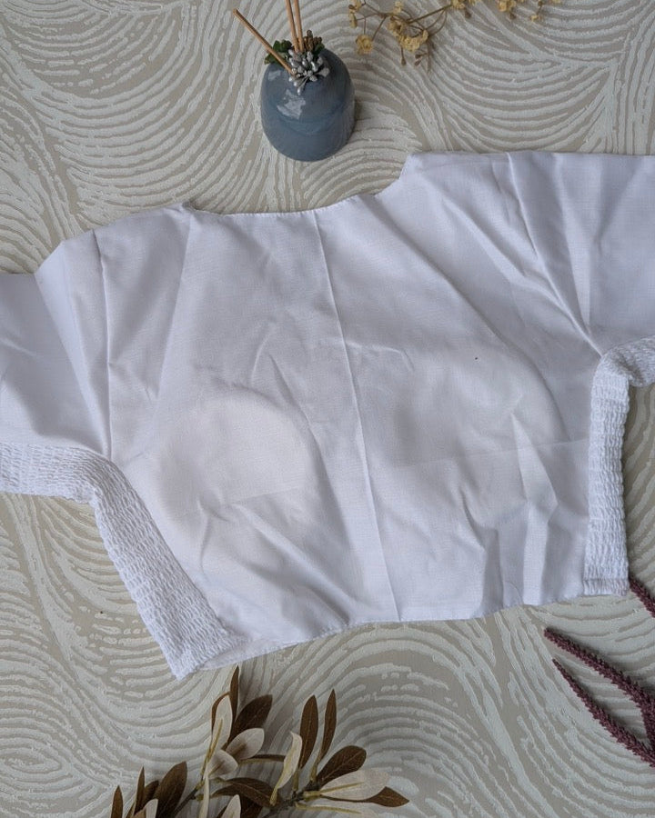 White Plain Cotton Stretchable Blouse