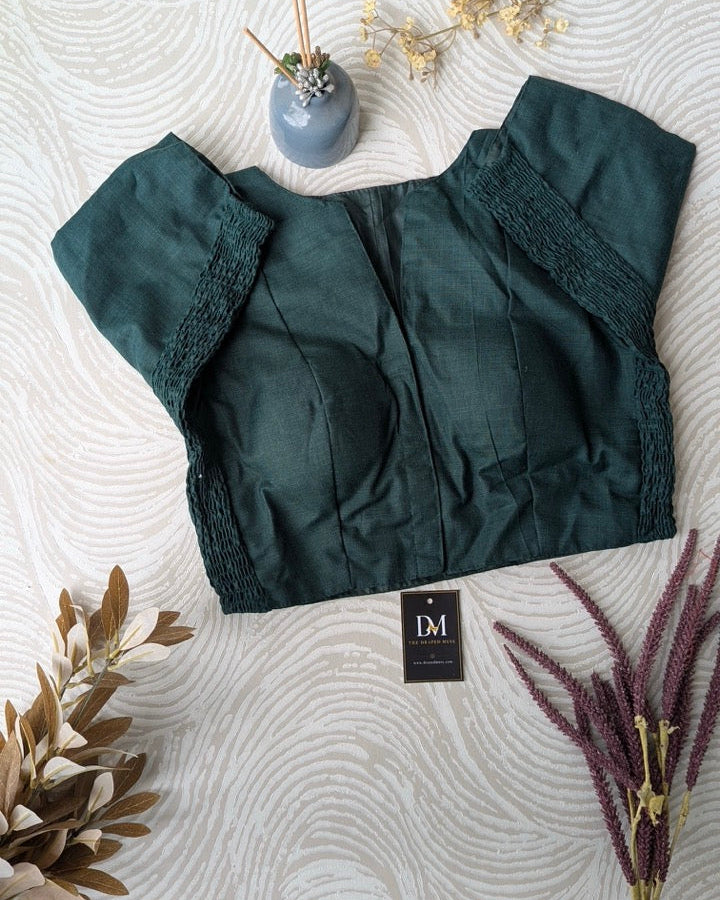 Green Plain Cotton Stretchable Blouse