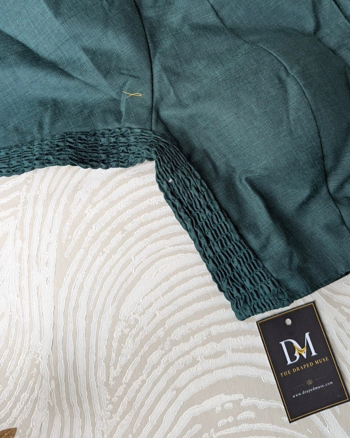 Green Plain Cotton Stretchable Blouse