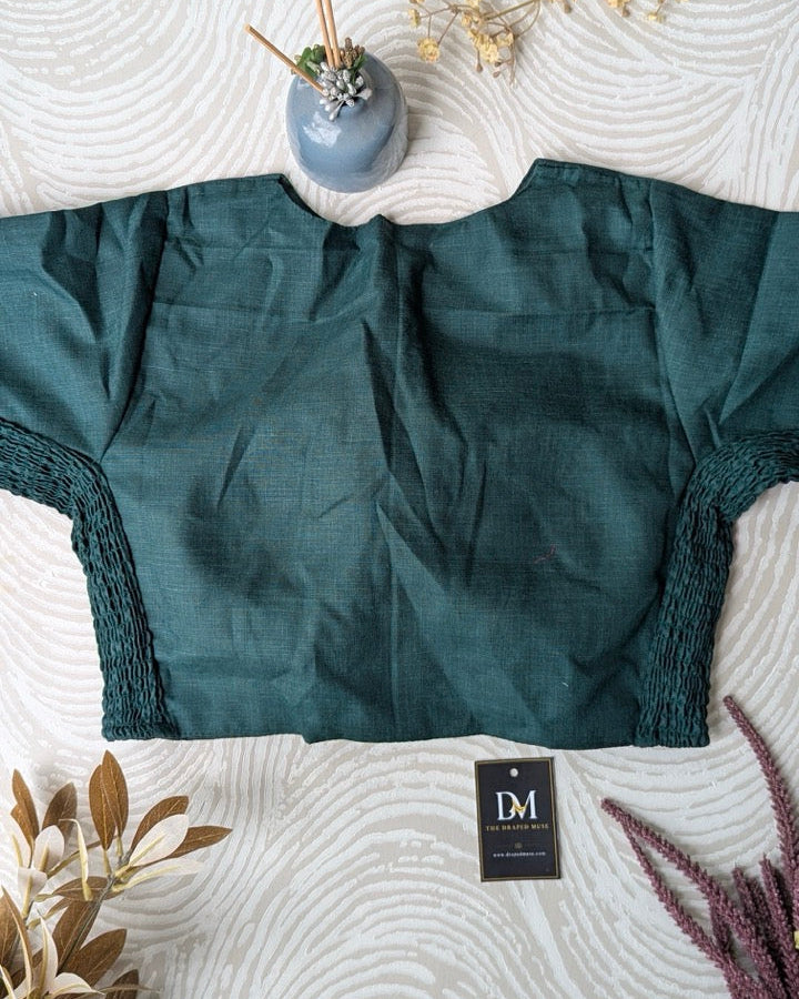 Green Plain Cotton Stretchable Blouse