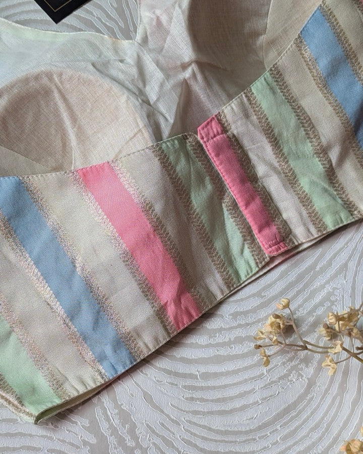 White Banarasi Halter Blouse