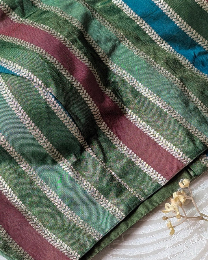 Green Banarasi Halter Blouse