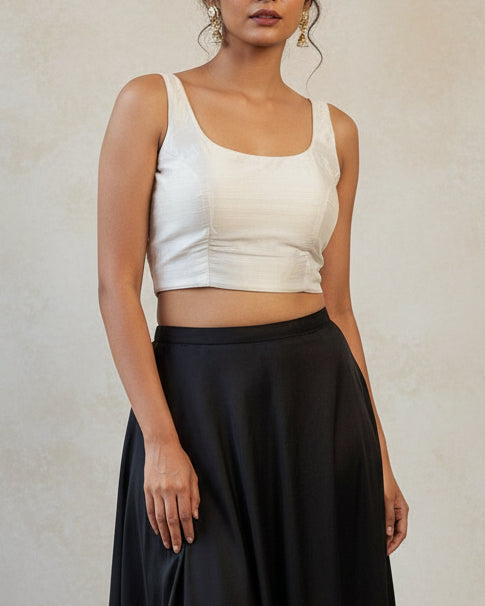 White Cotton Bollywood Blouse