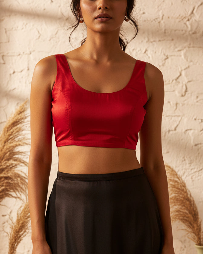 Red Cotton Bollywood Blouse