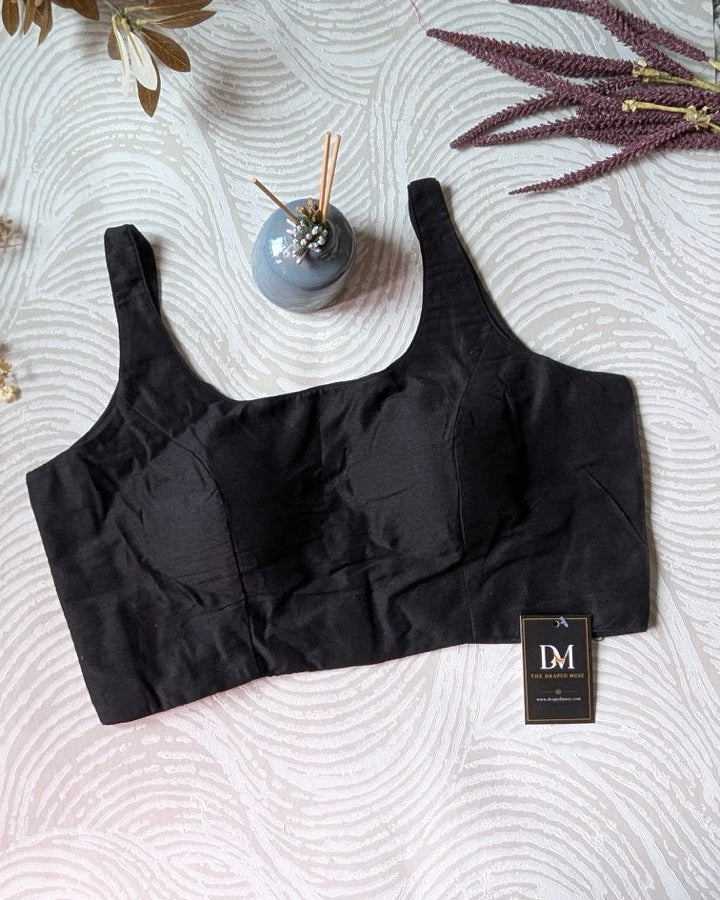 Black Cotton Bollywood Blouse