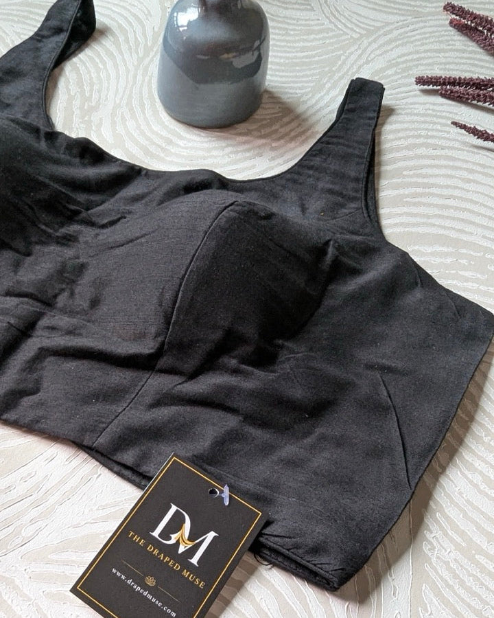 Black Cotton Bollywood Blouse