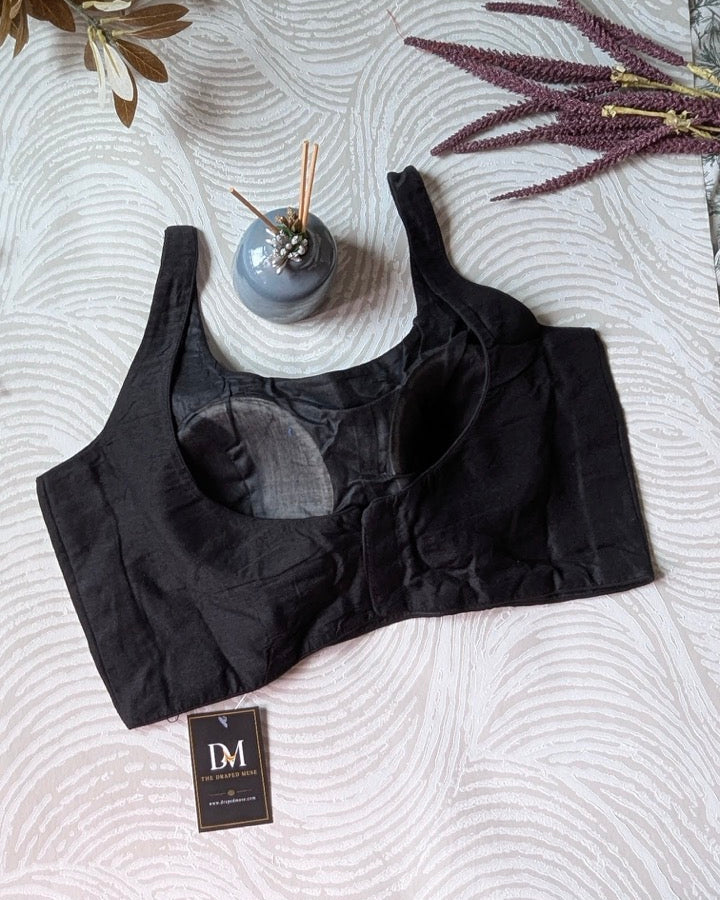 Black Cotton Bollywood Blouse