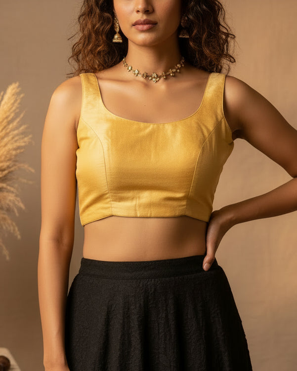 Yellow Cotton Bollywood Blouse