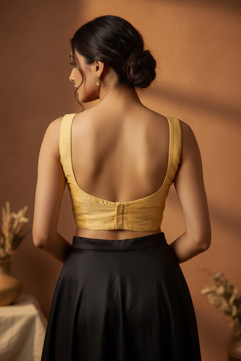 Yellow Cotton Bollywood Blouse