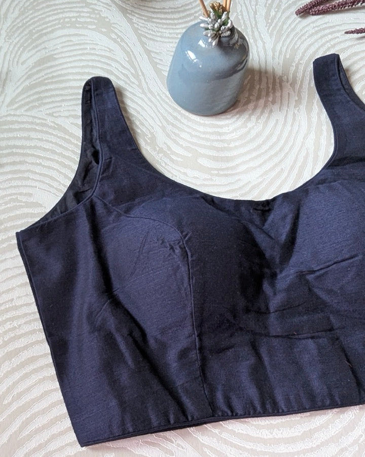 Navy Blue Cotton Bollywood Blouse