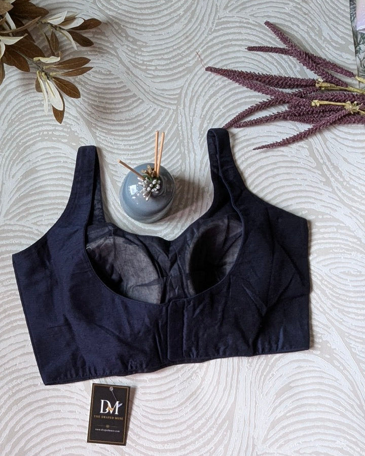 Navy Blue Cotton Bollywood Blouse