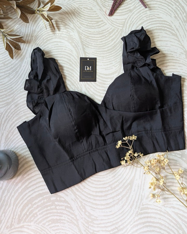Black Frilled Sleeve Blouse