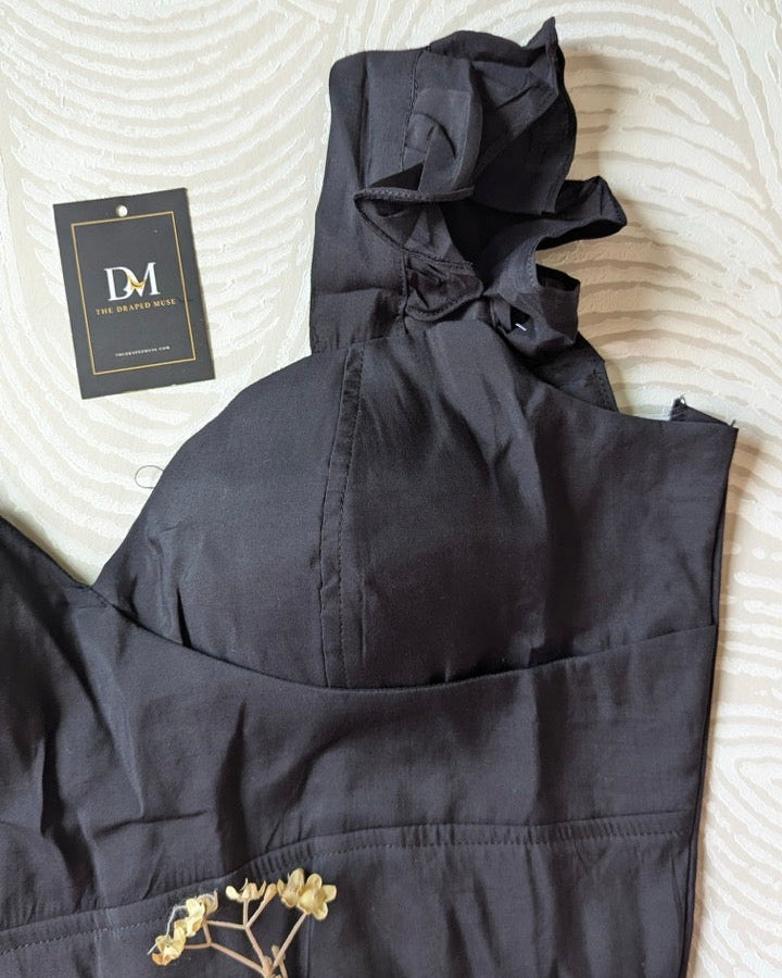 Black Frilled Sleeve Blouse