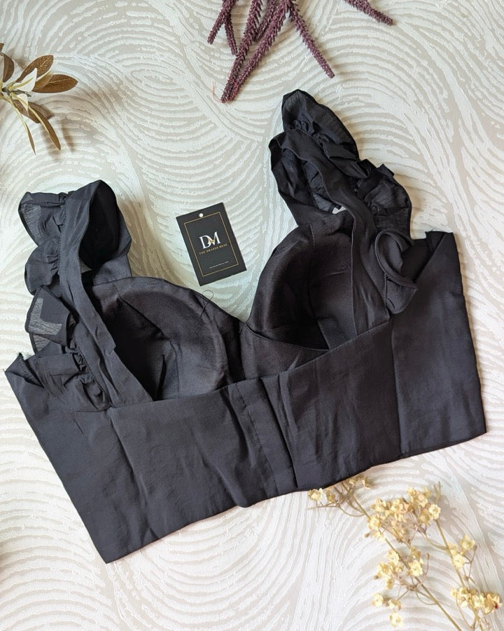 Black Frilled Sleeve Blouse